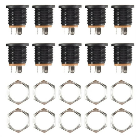 10 Pcs Panel Mount 2.1x5.5mm Power Jack DC Socket
