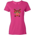 thumbnail image 3 of Inktastic Cute Christmas Reindeer with Red Nose, Ornaments and Bow Tie Women's T-Shirt, 3 of 5
