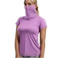 thumbnail image 2 of YHAJDS Summer Tops Blouses Women's Short Sleeve Tops Solid Color Sun Protection Hoodie, 2 of 5