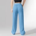 thumbnail image 7 of Lenpel Women's Casual Pants 2025 Elastic High Waisted Drawstring Straight Leg Trousers Loose Beach Pants with Pockets, 7 of 7
