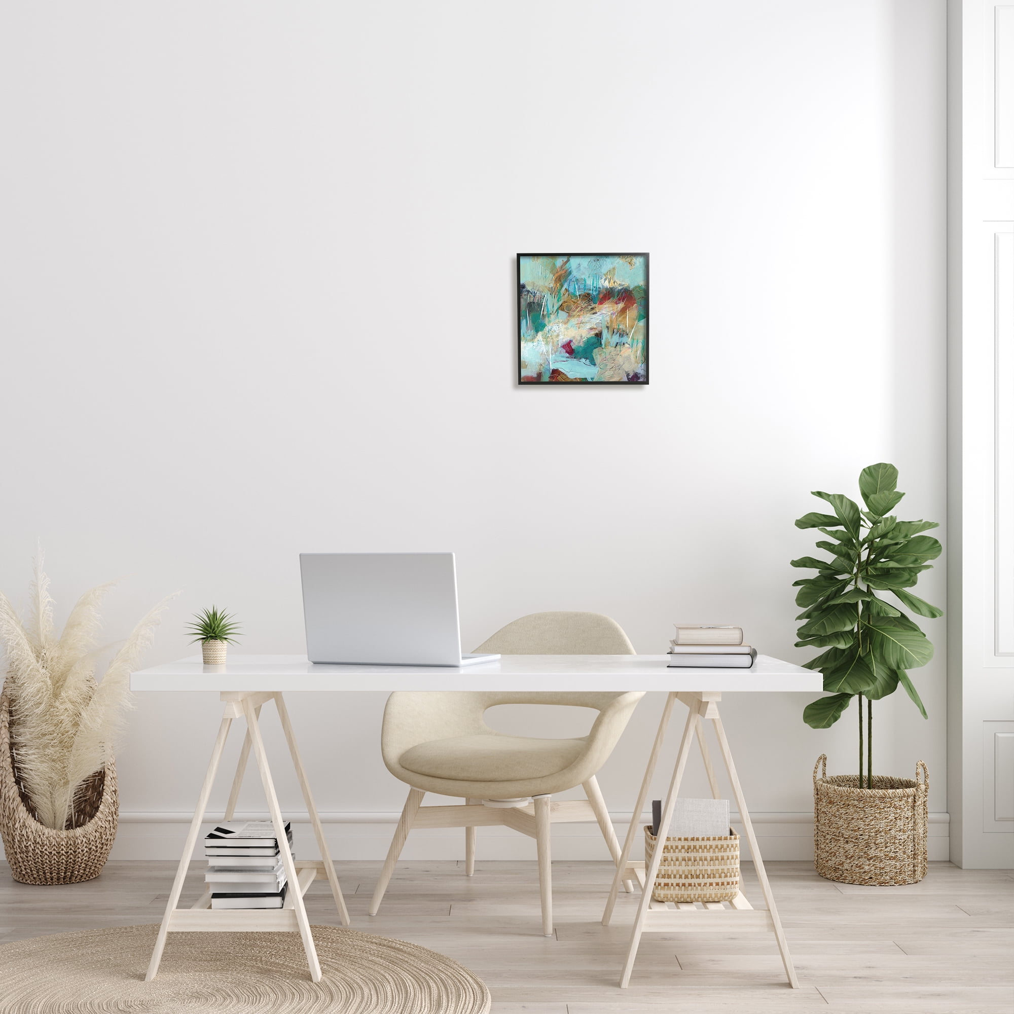 Stupell Home Décor Industries Beautiful Chaotic Movements Abstract Blue Green Beige, 12 x 12, Designed by Ann Thompson Nemcosky