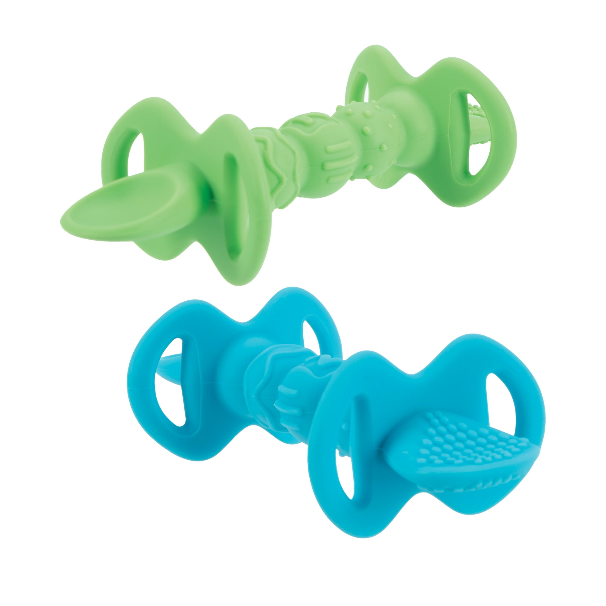 Nuby Dipeez 2-in-1 Silicone Spoons for Babies 12+ Months, 2 Pack, Blue/Green