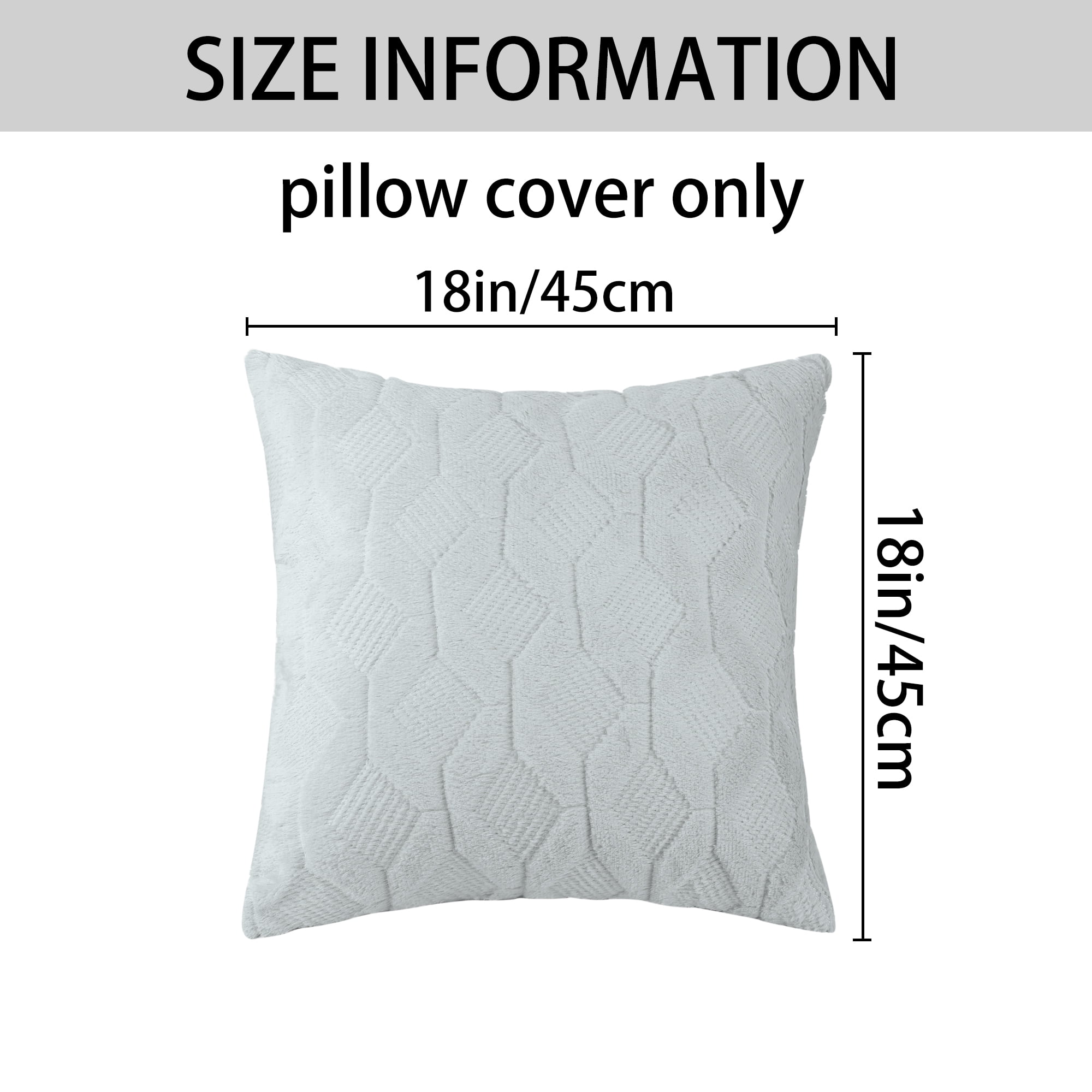 Unique Bargains Short Plush Solid Living Room Decorative Pillow Covers (2 Count) Gray 18" x 18"