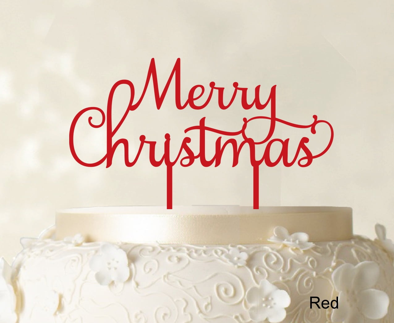 "Merry Christmas" Cake Topper Red Cake Topper Cake Decorations Color ...
