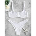 thumbnail image 2 of ZAFUL for Women Shirred V Wired Bikini Set White M, 2 of 6