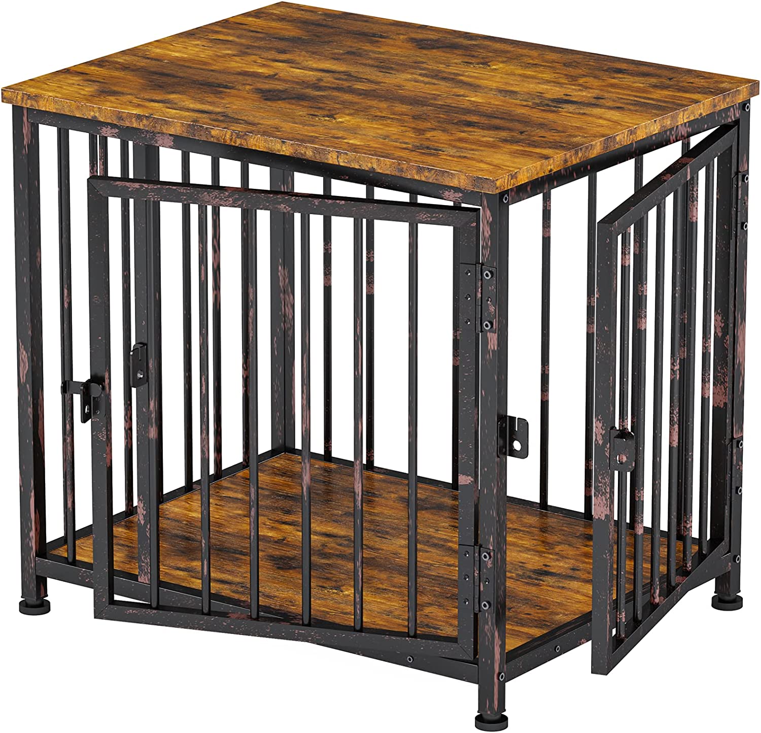 Heavy Duty Dog Crate,Dog Kennel with Double Doors,Powder Coated Metal