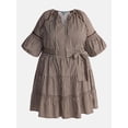 thumbnail image 5 of Terra & Sky Women’s Plus Mini Dress with Elbow Length Puff Sleeves, Sizes 0X-5X, 5 of 5