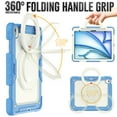 thumbnail image 3 of for iPad Air 13 inch Case (2026 M4/2025 M3/2024 M2), 360 Rotating Shockproof Cover with Stand, Handle, Shoulder Strap, Cream Navy, 3 of 7