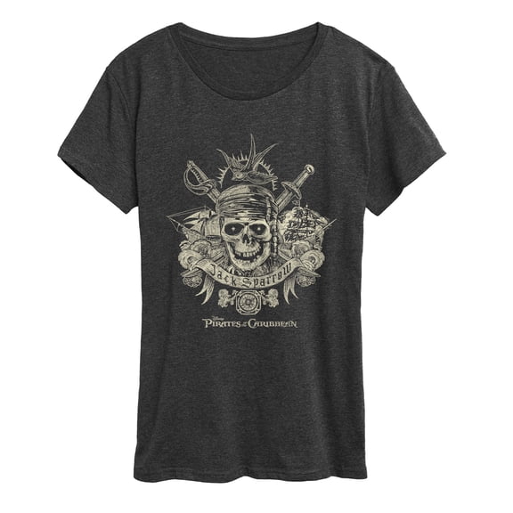 Pirates of the Caribbean - Jack Sparrow Tattoo - Women's Short Sleeve Graphic T-Shirt