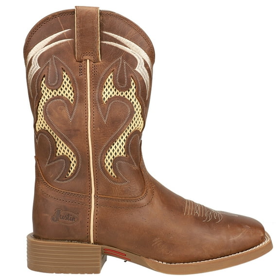 Justin Boots Mens Octane Mesh Inlay Square Toe Cowboy Mid Calf Boots