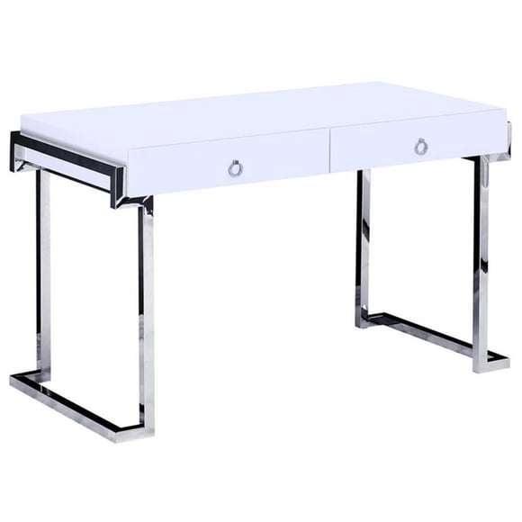Best Master Juneau Modern 2-Drawer Engineered Wood Computer Desk in Silver
