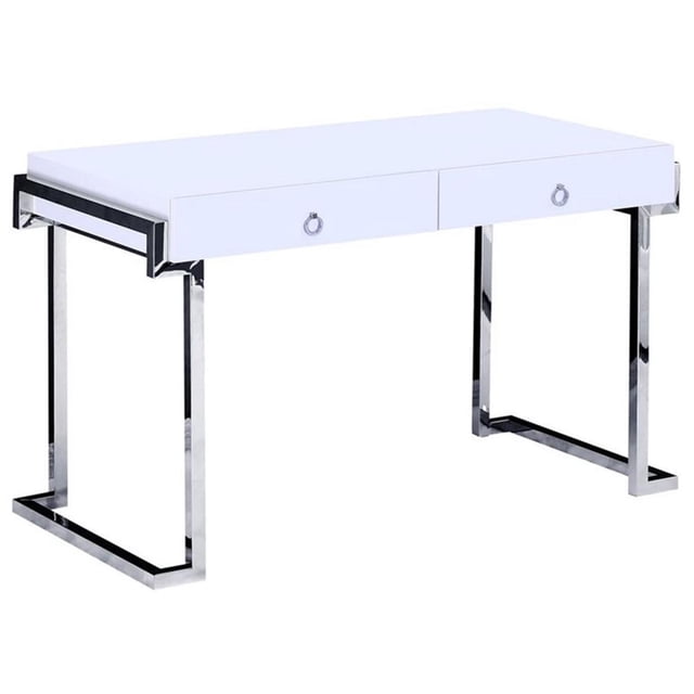 Best Master Juneau Modern 2-Drawer Engineered Wood Computer Desk in Silver