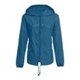 thumbnail image 3 of Yanlir Veste Imperméable pour Femmes, Légère, avec Capuche Zippée, Manches Longues, Poches et Sac de Rangement, Chandail Décontracté pour Automne Hiver Printemps (Bleu Ciel#1,4TG), 3 of 6
