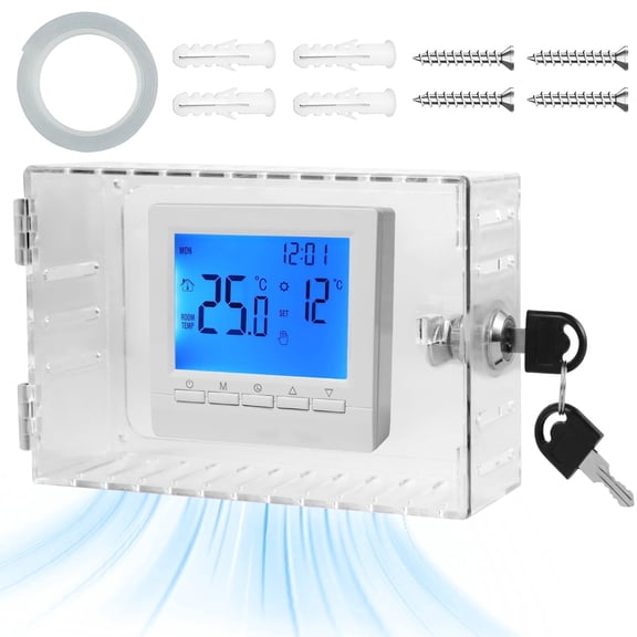 AEVXKHI Universal Thermostat Lock Box with Key Clear Acrylic Thermostat Cover Guard with Lock Easy to Install for Home Office School Restaurant 4.7 x 7.3 x 2.2 Inches