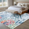 thumbnail image 5 of Ocean Octopus Washable Living Room Rugs 6'x9', Watercolor Seaweed Sea Horse Coral Blue Letter Texture Low Pile Throw Large Area Rug Non-Slip Sturdy Edge Binding Carpet for Dining Room Kitchen Office, 5 of 9