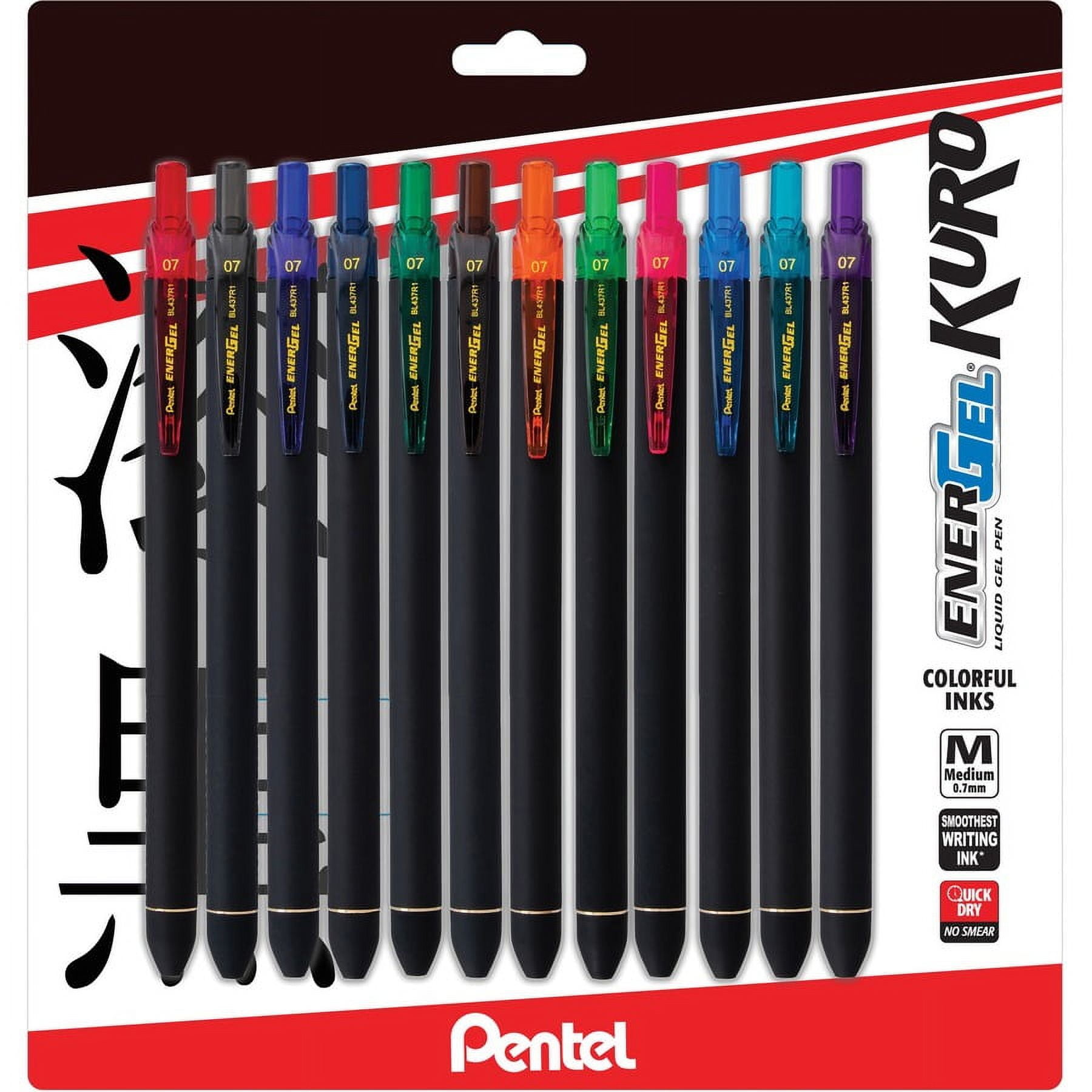 EnerGel, Jel Pen, Assorted, 0.7mm Medium line, Retractable, 12