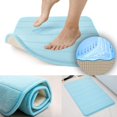 thumbnail image 5 of Memory Foam Bath Mat Non Slip Absorbent Super Cozy Velvet Bathroom Rug Carpet Super Water Absorption Bathroom Carpet Non-Slip Thick Bathroom Mat (20" X 32", Blue), 5 of 5