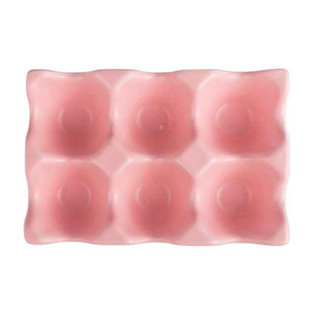 6 Grids Egg Holder Ceramic Anti-Slip Egg Box Refrigerator Shockproof Egg Storage Box (Pink)