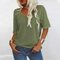 thumbnail image 3 of Tee Shirts Womens! Comdrip Women's T Shirt V Neck Half Sleeve Loose Shirt Casual Solid Color Basic Top Womens Short Sleeve Tops Green XL, 3 of 5
