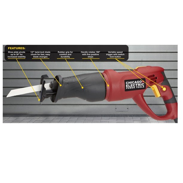 Chicago Electric 6 Amp Reciprocating Saw With Rotating Handle By Power Tools Com Chicago Electric 6 Amp Reciprocating, Chicago Electric Table Saw Fence
