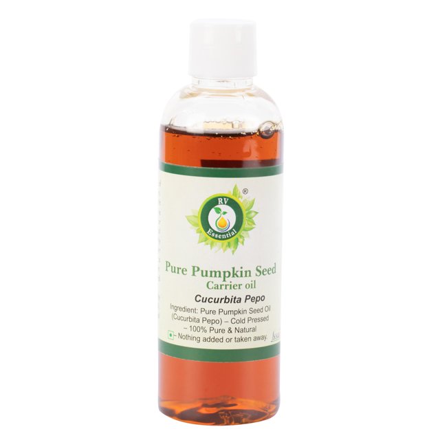 Huile de Graines de Citrouille Cucurbita Pepo Huile de Graines de Citrouille Pure pour les Cheveux Non Raffinée pour le Visage pour la Cuisson Pure Naturelle Pressée à Froid 100ml 3.38oz par R V Essential