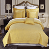 Luxury Soft Checkered Diamond Stitched 3 Piece Coverlet Set Wrinkle-Free Reversible All Season Mini Bedspread Set -Gold-Full/Queen
