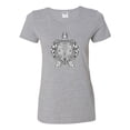 thumbnail image 2 of Black and White Mosaic Retro Mandala Turtle Animal Lover Womens Graphic T-Shirt, Heather Grey, Small, 2 of 4