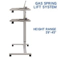 thumbnail image 2 of bilbil Mobile Standing Desk Pneumatic Adjustable Height, 28 Inch Sit to Stand Desk with Wheels, Mobile Laptop Desk Rolling Cart Ergonomic Table, White, 2 of 7