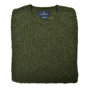 New Brooks Brothers Mens Hunter Green Cableknit Wool Crew Sweater Sz Small S 3068-5