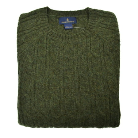 New Brooks Brothers Mens Hunter Green Cableknit Wool Crew Sweater Sz Small S 3068-5
