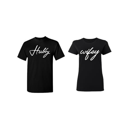 Hubby - Wifey Couple Matching T-shirt Set Valentines Anniversary Christmas Gift Men Small Women (Best Christmas Gifts For Hubby)