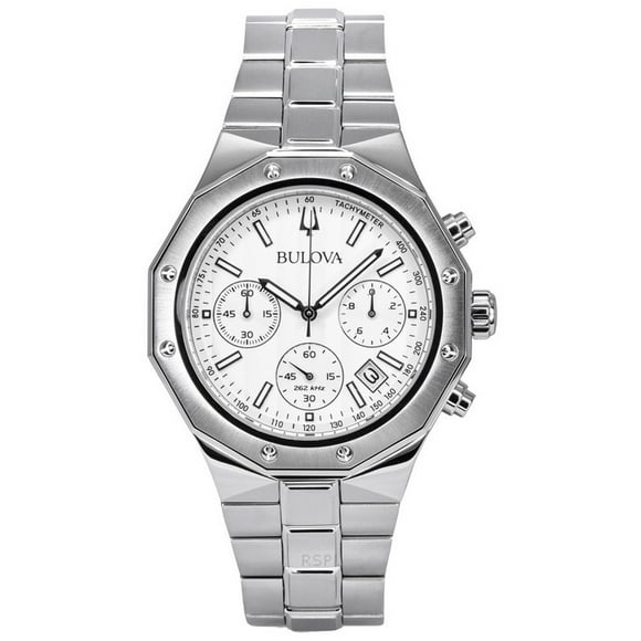 Bulova Classic Precisionist Chronograph Stainless Steel Silver Dial Quartz 96B408 100M Men's Watch