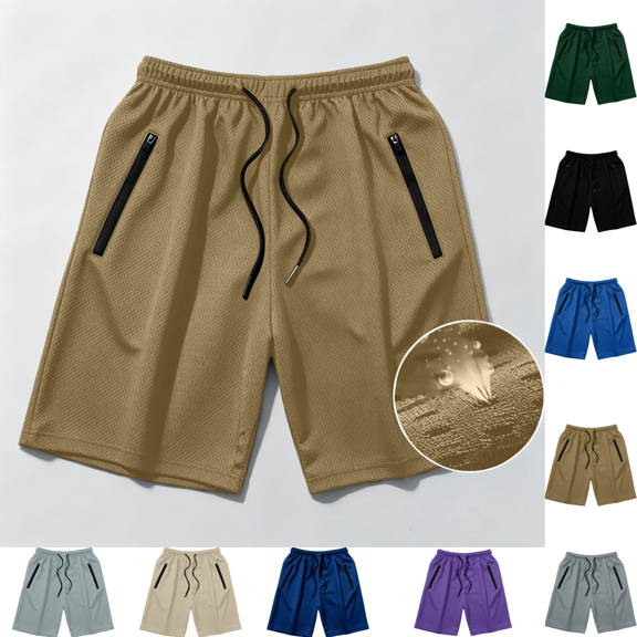 Vixolx Mens Mesh Athletic Shorts Drawstring Dry Gym Running Shorts Casual Vacation Beach Shorts with Zipper Pocket