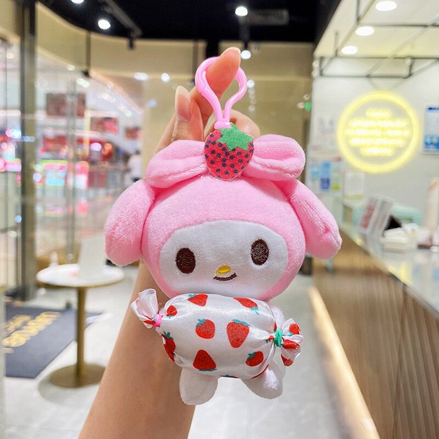 Anime Plush Sanrio Toys Kawaii Kuromi Melody Cinnamoroll Stuffed Keychain Pendant Cartoon Doll Plushie Toy for Kids Girls Gifts Gong Bohan LED