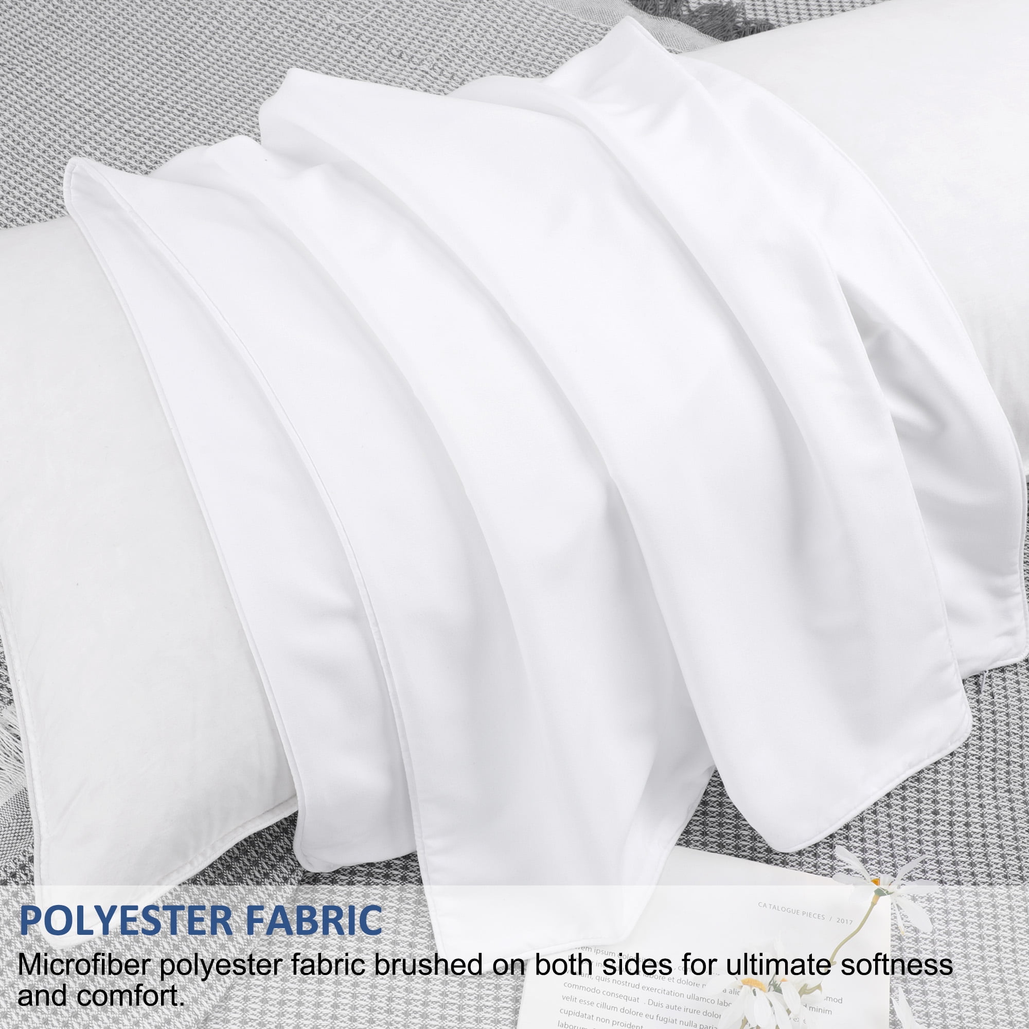 Unique Bargains Brushed Zipper Closure Body Microfiber Pillowcases White 20"x54"