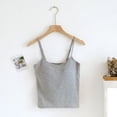 thumbnail image 2 of HVOBTTY Women's Short Sleeve Camisole Built In Bra Solid Color Wireless Slim Comfortable Sleep Top Gray, S, 2 of 5