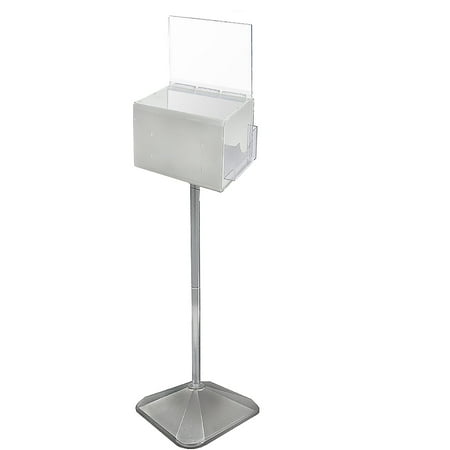UPC: 0794504543636 | Azar Displays Extra-Large Pedestal Lottery Box With Pocket  57-3/4 H x 16 W x 16 D  White