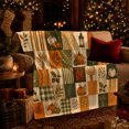 thumbnail image 3 of Farmhouse Harvest Pumpkin Patchwork Fall, Rustic Botanical Portrait, Warm Flannel Blanket for Ranch House and Living Room, Animal Lovers Thanksgiving Gift, Rustic Home Decor, 3 of 9