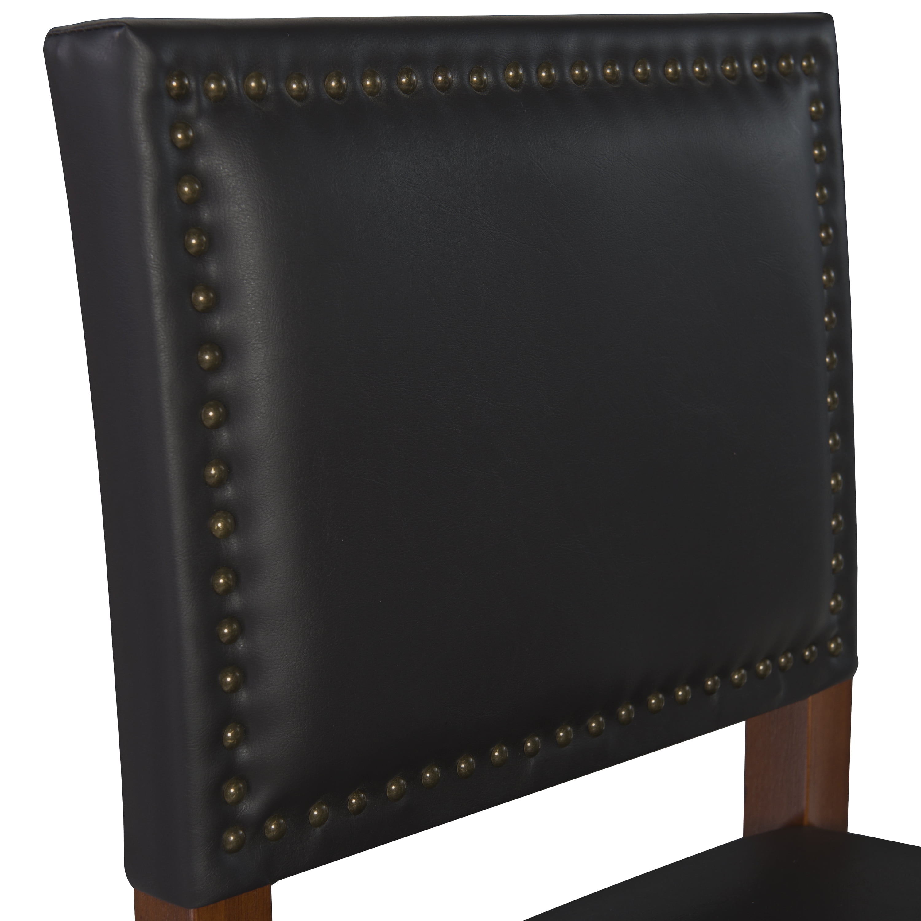 Linon Brook 30" High Back Bar Stool, Rustic Cherry/Black Faux Leather