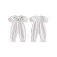 thumbnail image 2 of BemeyourBBs Baby Girl Birthday Outfits Smocked Romper Casual Birthday Cake Embroidered Dot Print Crew Neck Short Sleeve Infant Jumpsuit Spring Summer Clothes, 2 of 9