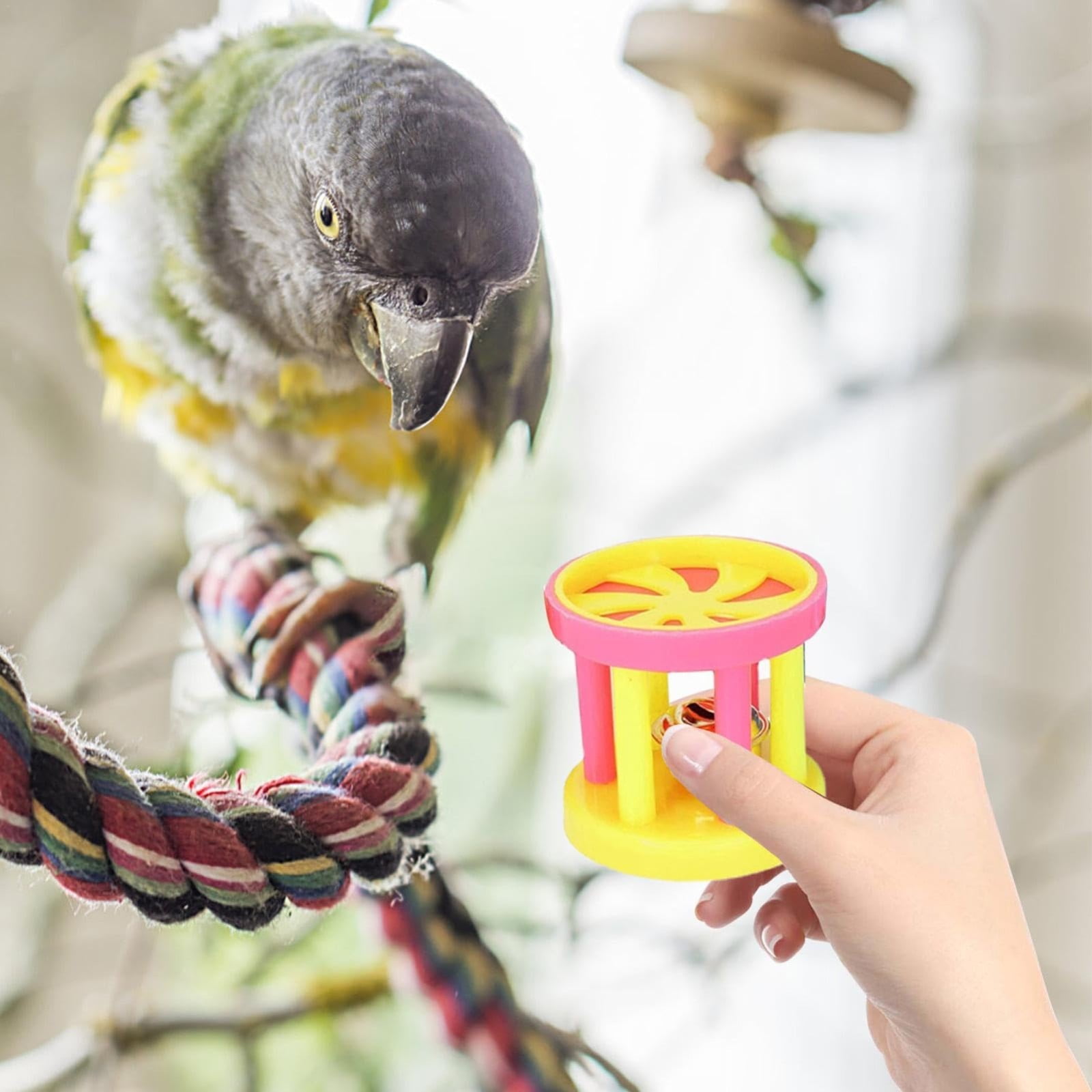 Happy Bird Chew Toys for Parrots & Budgies - Interactive Hanging ABS Play Toys with Ringing Balls, Encourages Gripping & Chewing, Safe Educational Fun for Medium to Large Birds