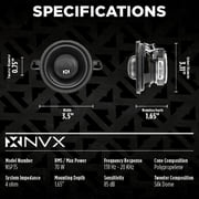 NVX NSP35 3.5 Coaxial Car Speakers 2-Way 200W Peak N-Series with 20mm Silk Dome Tweeters