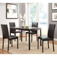 thumbnail image 5 of Set of 4 Metal Frame Chairs Brown Faux Leather Seat Black Metal Finish Dining Side Chairs, 5 of 5