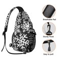 thumbnail image 3 of Sling Backpack,Black Christmas Snowflake Pattern Sling Bag with Water Bottle Holder,Waterproof Sling Bag for Men/Women with Headphone Jack for Hiking,Travel, 3 of 6