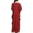 thumbnail image 2 of Sakkas Favi Womens Casual Long Maxi Dress Caftan Cover Up Loungewear in Rayon - Red - One Size Regular, 2 of 5