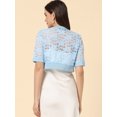 thumbnail image 3 of Bolero de encaje con hombros descubiertos Allegra K Azul Claro M, 3 of 6