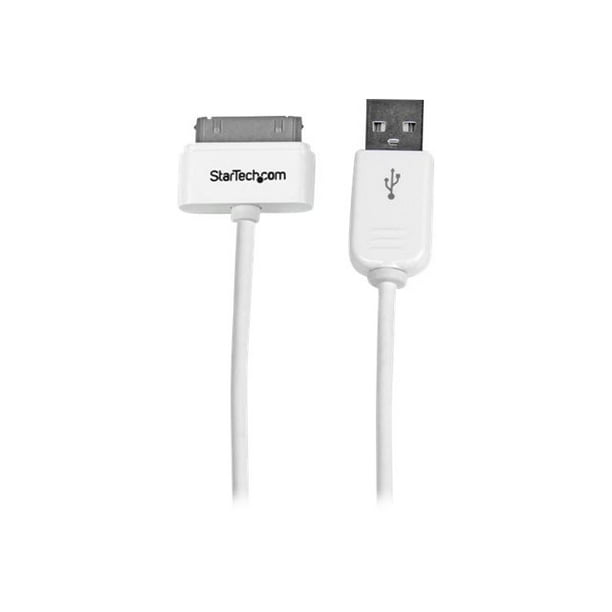 StarTech.com USB Apple 30-pin Dock Connector to Cable iPhone iPod iPad - Adaptateur de Charge / Données - Apple Dock Mâle vers USB Mâle - 3,3 Pieds - Blanc - pour P/N: ST73007UA