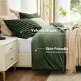 thumbnail image 2 of Fluffy Comforter Set Queen Size - Super Soft Faux Fur Stripe Jacquard Comforter 3 Pieces, Taupe Brown Fleece Bedding Set,Winter Warm Bed Set,1 Comforter with 2 Pillowcases, 2 of 6