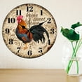 thumbnail image 5 of 12inch Rooster Vintage Wall Clock Silent Wooden Wall Clock Round Digital Wall Clock Battery Operated Clock for Home Decor Living Room Kitchen Office, 5 of 9