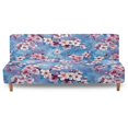 thumbnail image 2 of ZIATUBLES Armless Sofa Futon Slipcover, Dustproof Couch Cover Elastic Polyester Spandex Furniture Protector Machine Washable Sofa Bed Cover, Cherry Blossom Print, 2 of 9